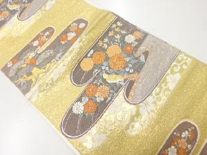 アンティーク　ヱ霞に花鳥模様織出し袋帯（材料）